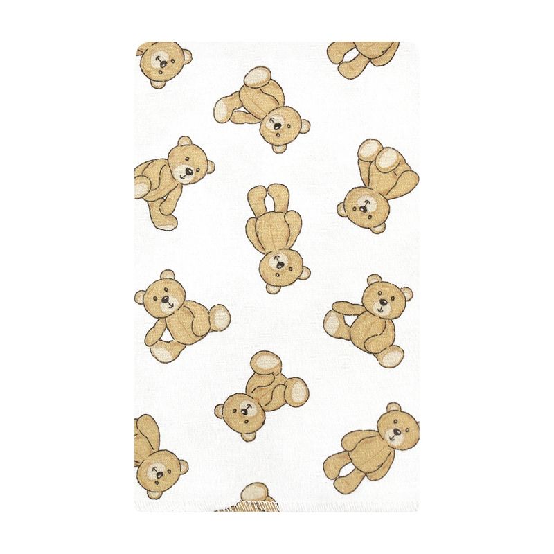 Hudson Baby Cotton Flannel Burp Cloths, Teddy Bears 10 Pack, One Size, 3 of 8