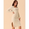 Seta T Women's Square Neck Long Sleeve Slim Fit Ribbed Knit Bodycon Midi Sweater Dress - 3 of 4