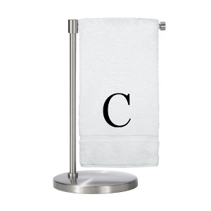 BC BARE COTTON Monogrammed Bath Towel, Personalized Gift, Set of 2 - White - Black Block - 1 of 4