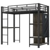 NicBex Twin Size Loft Bed with Desk Metal Bed Frame with Wardrobe, Storage Shelves, Ladder and Full Length Guardrail, No Box Spring Required - 3 of 4
