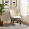 HomeRoots 30" Cream Charcoal and Brown Geometric Tufted Wingback Chair - 2 of 4
