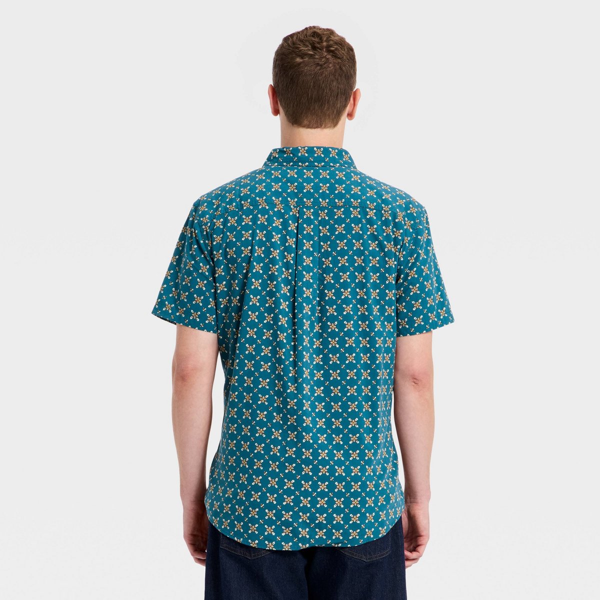 Мужские рубашки Goodfellow & Co Men's Short Sleeve Cotton Rayon Point Collar Button-Up Shirt - Goodfellow & Co™ Blue XL — фото 2