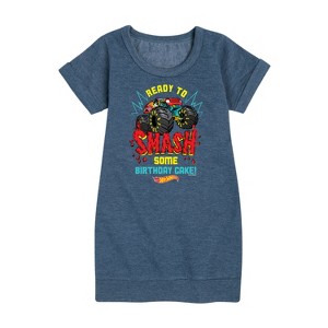 - Hot Wheels - Ready To Smash Cake Graphic Short Sleeve Fleece Dress - 1 of 3