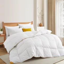 Puredown All Season Down Fiber Comforter With Sewn-through Box  Construction, Stripe, Twin : Target