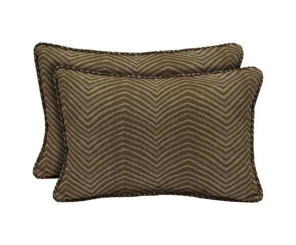 Zebra 2pc Outdoor Lumbar Pillows w/ Welt - Brown - Bombay Outdoors