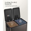 Dual 8-Gallon Trash Can - Stainless Steel Step Pedal Bin with 2 Removable Buckets & 15 Bags, Soft-Close Lid, Slate Gray - 2 of 4