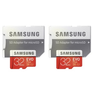 Samsung 32GB EVO Plus UHS-I microSDHC Memory Card with SD Adapter - 2 Units - 1 of 4