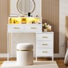 Hausource 39.4"/47.2" Vanity Desk Makeup Dressing Table with 5 Drawers, Charging Station, No Mirror - 4 of 4