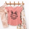 The Juniper Shop Don't Worry Be Hoppy Smiley Bunny Toddler Flutter Sleeve Tee - 2 of 2