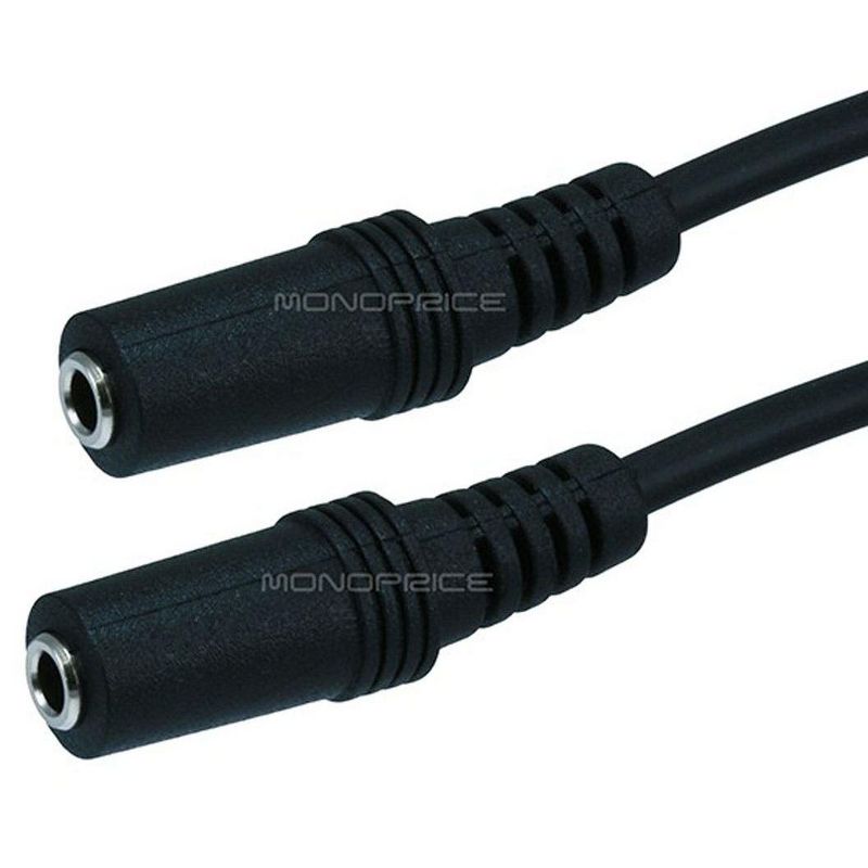 Monoprice Audio/Stereo Splitter Cable - 0.5 Feet - Black | 3.5mm Stereo Plug/Two 3.5mm Stereo Jack, 3 of 4