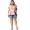 Agnes Orinda Women's Plus Size Tiered Floral Babydoll Ruffle Short Sleeve Blouses - 3 of 4
