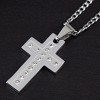 West Coast Jewelry Men's Polished Cubic Zirconia Cross Stainless Steel Necklace - 24" - 2 of 3