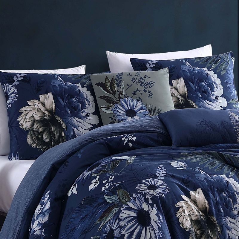 Bebejan Delphine Blue 100% Cotton 5-Piece Reversible Comforter Set, 4 of 12