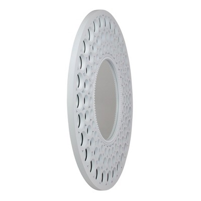 Cascading Pearl Orbs 24.75" White Round Wall Mirror