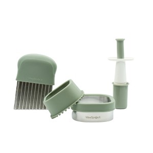 WeeSprout Baby Led Weaning Kitchen Tool Set, Includes Crinkle Cutter, Grape Cutter & Sandwich Cutter, Matte Green - 1 of 4
