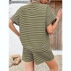 Imily Bela Women's striped pajama set, casual 2-piece set, short-sleeve loose T-shirt with drawstring shorts set - 4 of 4