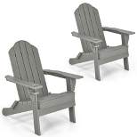 Costway 2PCS Patio Folding Adirondack Chair Weather Resistant Cup Holder Yard