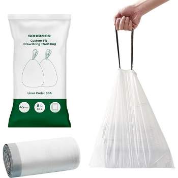 SONGMICS Trash Bags for 8-Gallon (30L) Trash Cans, Drawstring Kitchen Garbage Bags, Pre-Separated, Liner Code 30A
