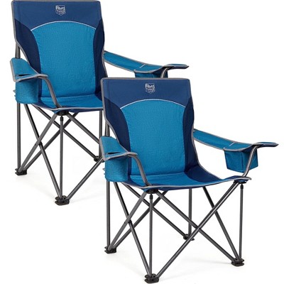 TIMBER RIDGE 2 Pieces Portable Director Chair, Heavy Duty Camping Folding Chair with Compact Size with Side Pocket and Table, Support 400 lbs, Navy