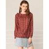 INSPIRE CHIC Women's Round Neck Long Sleeve Ruffled Front Blouse - 2 of 4