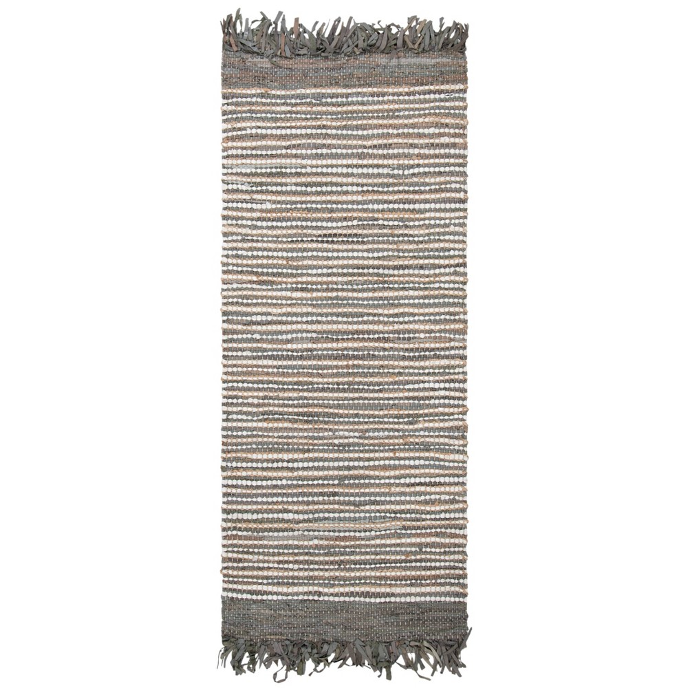 2'3inx9' Woven Stripe Runner Rug Gray - Safavieh