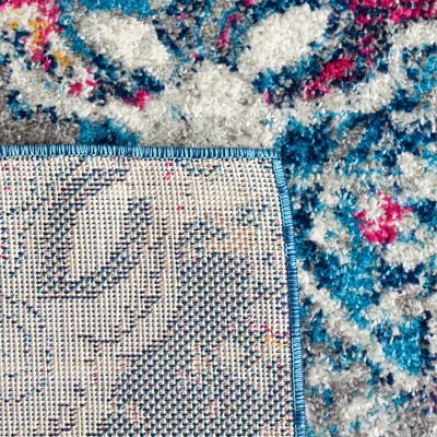 Boho Chic Glam Paisley Bluegrey Square Synthetic Area Rug