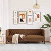 vidaXL Chesterfield Sofa - Faux Suede Leather - Brown 3-Seater Couch for Living Room/Office - 76.4" x 29.3" x 27.8" - 2 of 4