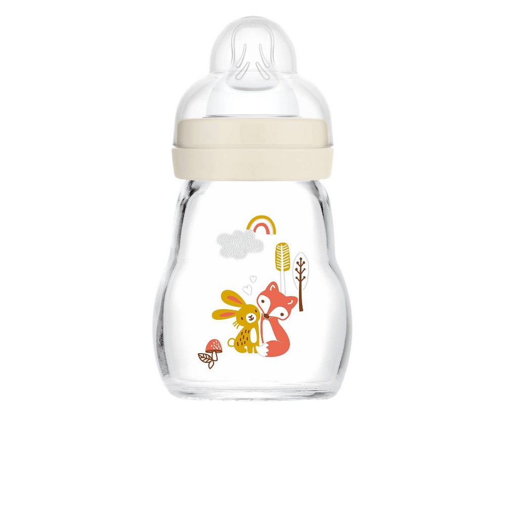 Photos - Baby Bottle / Sippy Cup MAM Feel Good Glass Baby Bottle - Cream - 6oz 