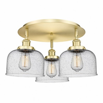 Bell - 3 Light Flush Mount In Art Deco Style-9.25 Inches Tall and 19.75 Inches Wide