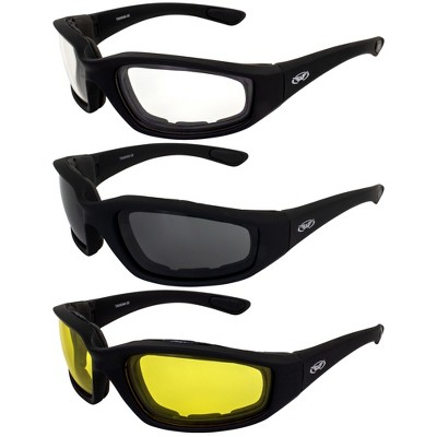 3 Pairs of Global Vision Eyewear Kickback Safety Motorcycle Glasses