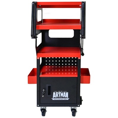 Maggift 4-Layer RollingTool Boxes with with Lockable Storage, Drawer, Storage Box for Office, Red, 20.5"*16.9"*46.5"