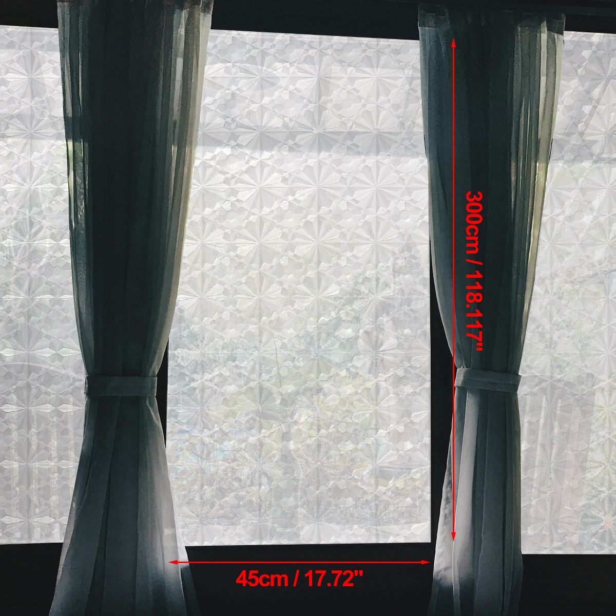 Unique Bargains Diamonds Pattern Window Privacy Film 118.11"L x 17.72"W Clear 1 Pc - thumbnail 4