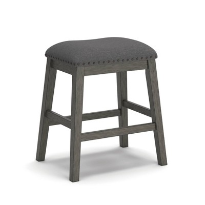Set of 2 Caitbrook Upholstered Counter Height Barstool Dark Gray: Textured Fabric, Acacia Legs - Signature Design by Ashley