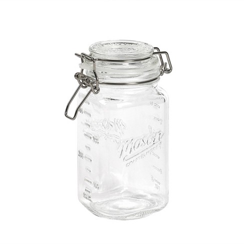 Mason Craft Craft and More, 2 Liter Large Square Glass Clamp Jar, Set of 2  