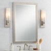 Possini Euro Design Midtown Modern Wall Light Sconces Set of 2 Satin Nickel Hardwire 4 1/2" Fixture White Glass for Bedroom Bathroom Vanity Reading - 2 of 4