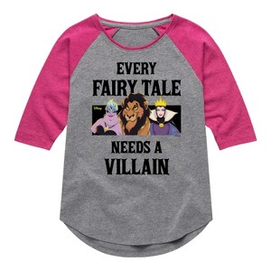 Girls' - Disney Villains - Every Fairy Tale Needs A Villain Shirt Tail Raglan Graphic T-shirt - 1 of 4