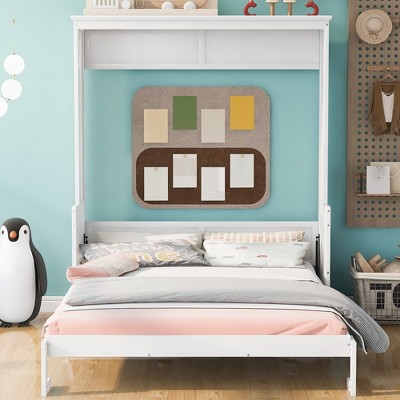 Queen Size Murphy Bed With Desk Foldable Pull-Down Wall Murphy Bed Frame Space-Saving Multipurpose Storage Bed For Apartments