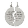 Black Bow Jewelry Sterling Silver Antiqued & Satin 2 Piece Mizpah Coin Pendant, 28mm - 3 of 4