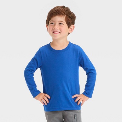 There Was One Kids colour-block long-sleeved cotton T-shirt - Blue