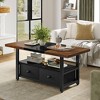 WOWLIVE Farmhouse Wood Coffee Table, Small Cocktail Table with 2 Drawers - 2 of 4