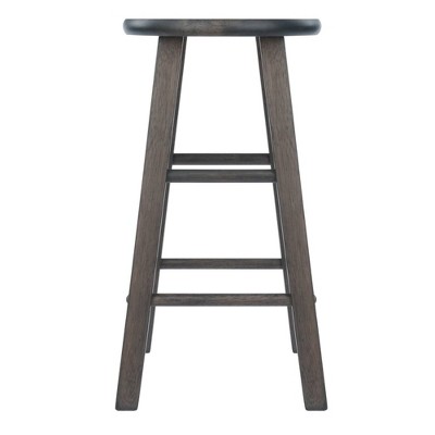 24" Oyster Gray Solid Wood Adjustable Counter Stools, Set of 2