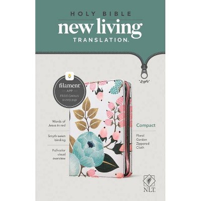 NLT Compact Zipper Bible, Filament Enabled Edition (Red Letter, Cloth, Floral Garden) - (Paperback)