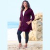 Roaman's Women's Plus Size Mega Length Waffle Zip Hoodie Sweater - 3 of 4