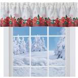 Collections Etc Poinsettias & Holly Cream Colored Curtain Valance