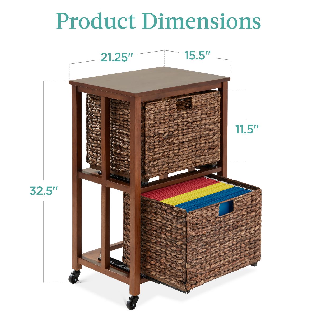 Best Choice Products Vertical Rolling File Cabinet for Home, Office w/ Rubberwood Frame, Locking Caster Wheels - Natural - thumbnail 7