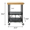 Origami Foldable Wheeled Portable Solid Wood Top Kitchen Island Bar Cart - 3 of 4