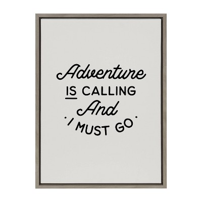 18" x 24" Sylvie Adventure is Calling Framed Canvas by the Creative Bunch Studio Gray - Kate & Laurel All Things Decor