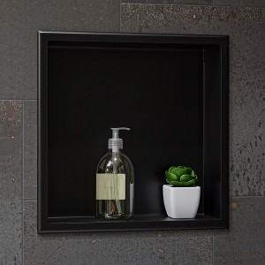 ALFI ABNP1616-BB 16Inch x 16Inch Brushed Black PVD Steel Square Single Shelf Shower Niche - 1 of 4