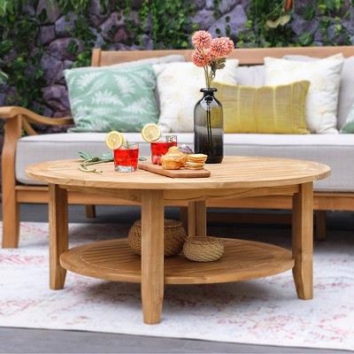 Abbington Teak Patio Coffee Table with Shelf - Cambridge Casual