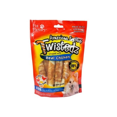 Pet Factory Twistedz American Beefhide Chip Rolls w/ Meat Wrap - 5", 8 Count
